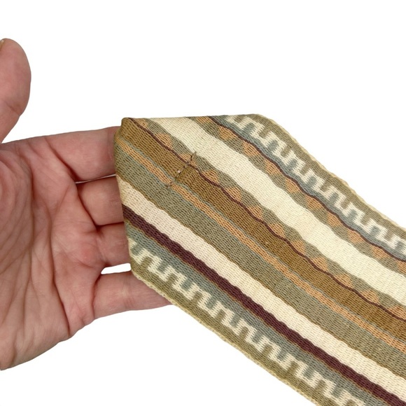 Vintage TJW by Mervyn’s Striped Wide Fabric Gold Octagon Buckle Belt - Picture 11 of 11